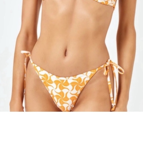 NWT L*Space Levy Classic Bikini Bottom Orange and White Patterned Womens Size L - Picture 9 of 11